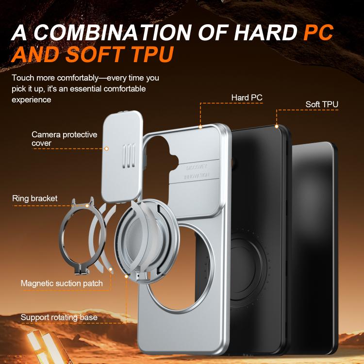 For Samsung Galaxy S26 5G Camera Sliding Shield Magnetic Rotation Holder Phone Case