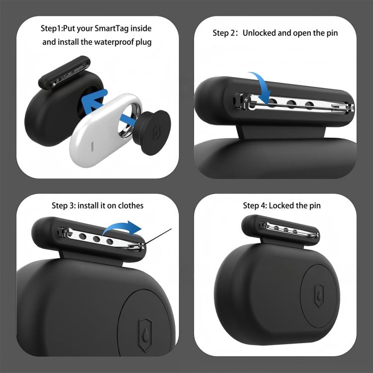 For Samsung Galaxy SmartTag2 XDcase 4pcs Waterproof Silicone Protective Case with Brooch