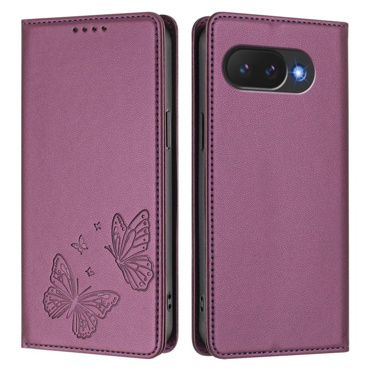 For Google Pixel 10a Strong Magnetic Dual Butterfly RFID Vegan Leather Phone Case