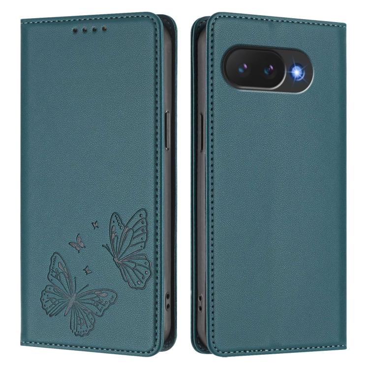 For Google Pixel 10a Strong Magnetic Dual Butterfly RFID Vegan Leather Phone Case