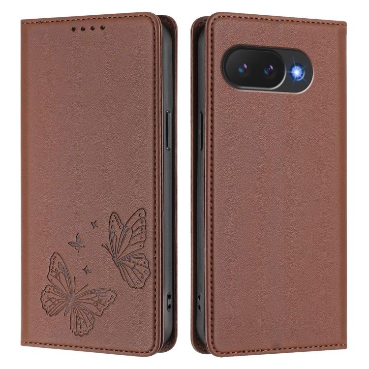 For Google Pixel 10a Strong Magnetic Dual Butterfly RFID Vegan Leather Phone Case