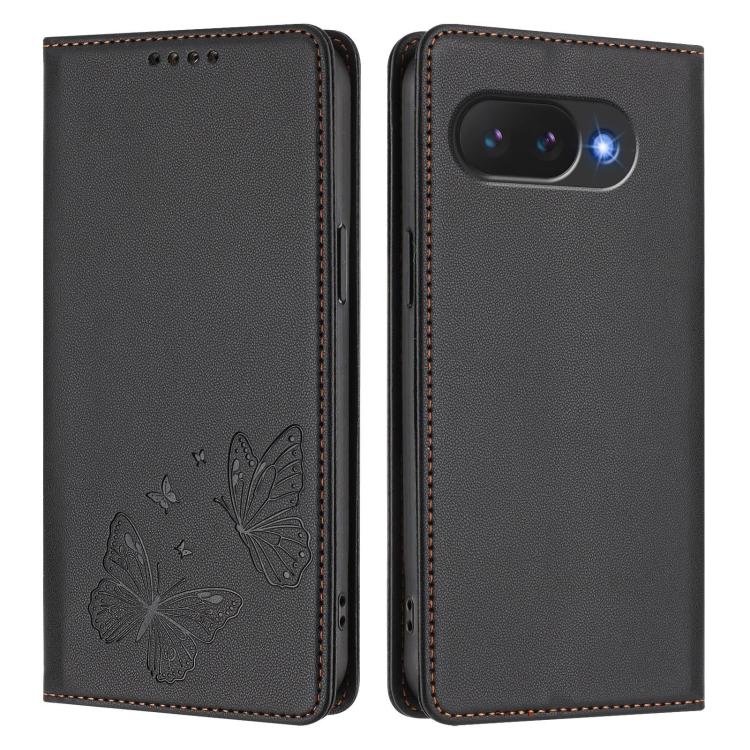 For Google Pixel 10a Strong Magnetic Dual Butterfly RFID Vegan Leather Phone Case
