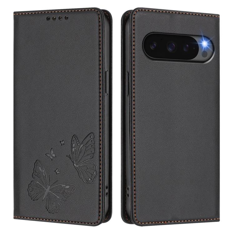 For Google Pixel 10 Pro XL / Pixel 9 Pro XL Strong Magnetic Dual Butterfly RFID Vegan Leather Phone Case