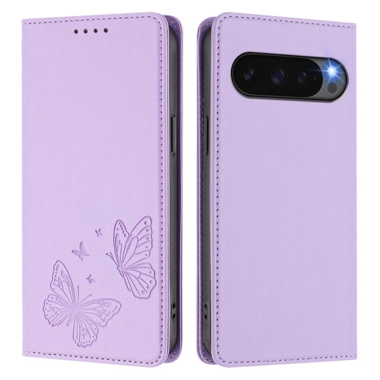 For Google Pixel 10 / 10 Pro / Pixel 9 / 9 Pro Strong Magnetic Dual Butterfly RFID Vegan Leather Phone Case