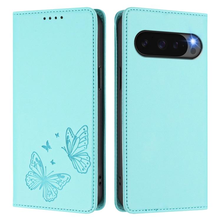 For Google Pixel 10 / 10 Pro / Pixel 9 / 9 Pro Strong Magnetic Dual Butterfly RFID Vegan Leather Phone Case