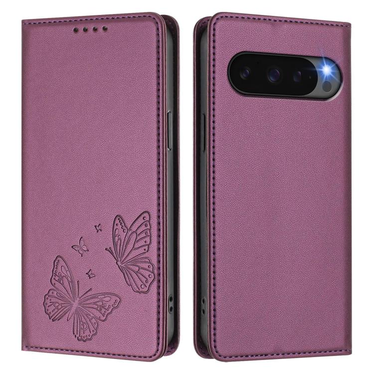 For Google Pixel 10 / 10 Pro / Pixel 9 / 9 Pro Strong Magnetic Dual Butterfly RFID Vegan Leather Phone Case