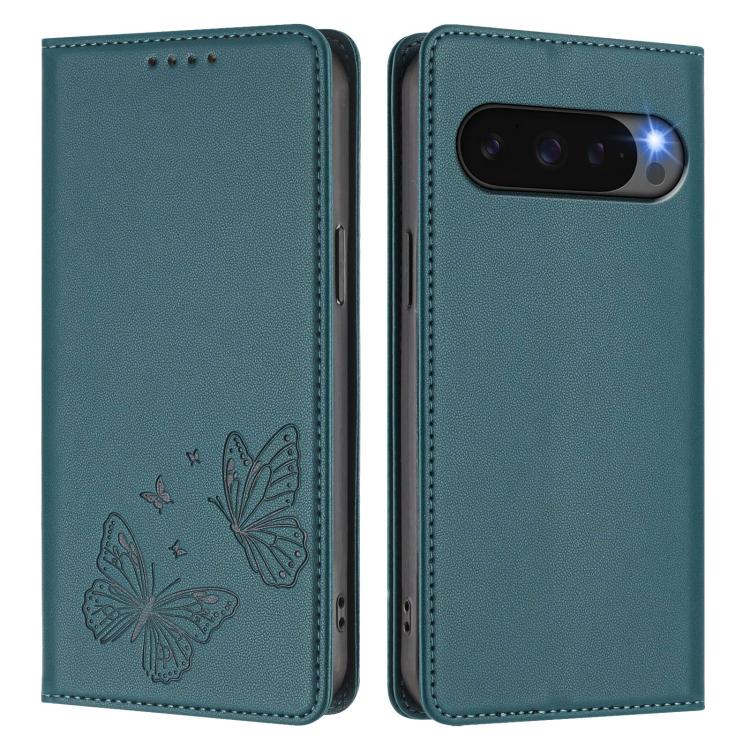 For Google Pixel 10 / 10 Pro / Pixel 9 / 9 Pro Strong Magnetic Dual Butterfly RFID Vegan Leather Phone Case