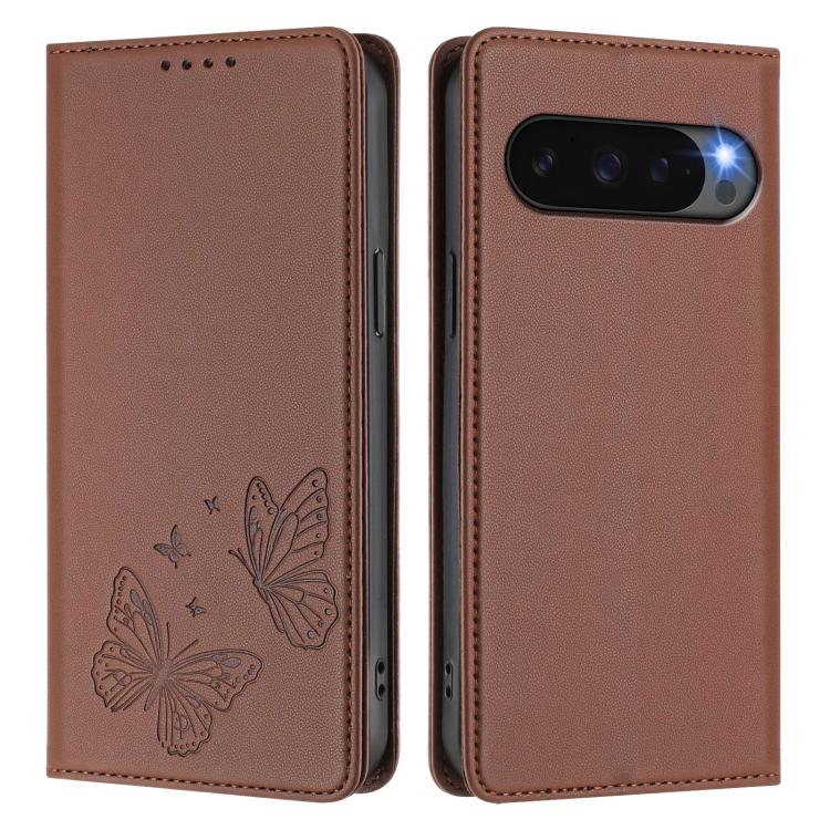 For Google Pixel 10 / 10 Pro / Pixel 9 / 9 Pro Strong Magnetic Dual Butterfly RFID Vegan Leather Phone Case