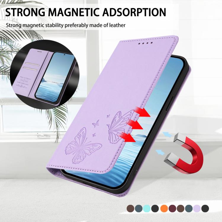 For Google Pixel 9a Strong Magnetic Dual Butterfly RFID Vegan Leather Phone Case