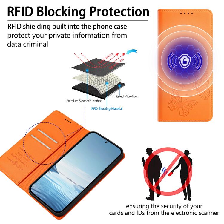 For Google Pixel 9a Strong Magnetic Dual Butterfly RFID Vegan Leather Phone Case