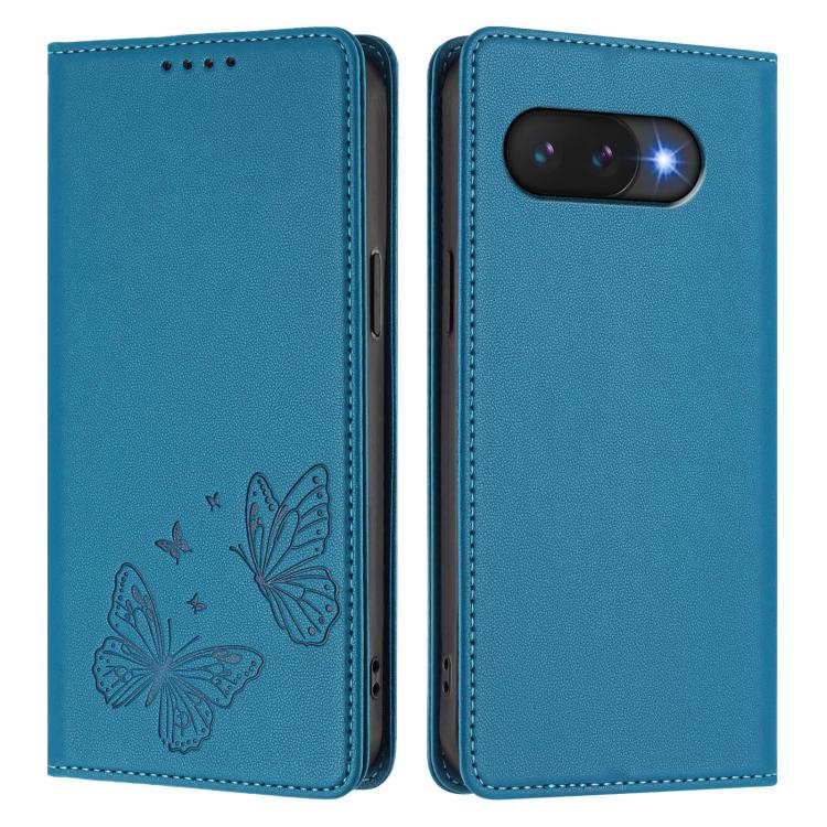 For Google Pixel 9a Strong Magnetic Dual Butterfly RFID Vegan Leather Phone Case