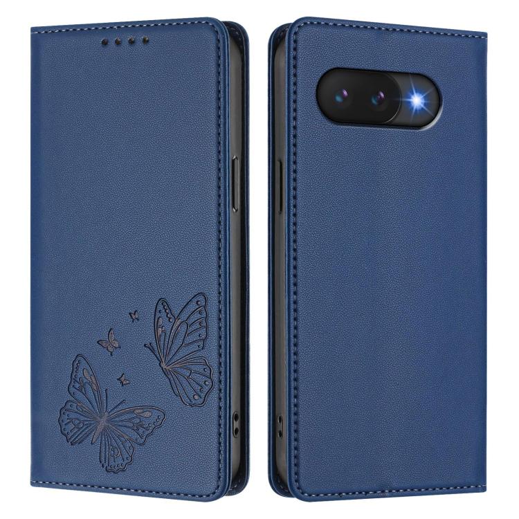 For Google Pixel 9a Strong Magnetic Dual Butterfly RFID Vegan Leather Phone Case