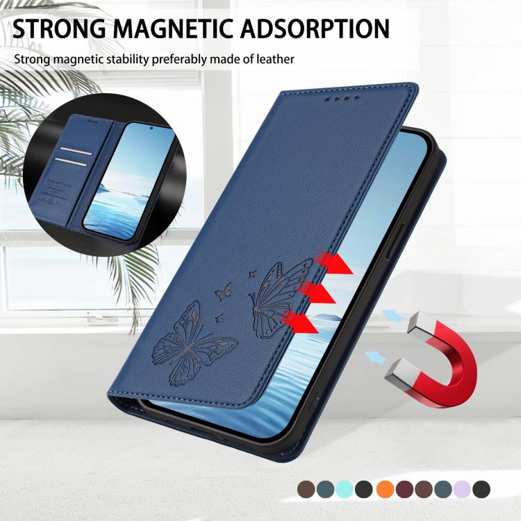 For Google Pixel 9a Strong Magnetic Dual Butterfly RFID Vegan Leather Phone Case