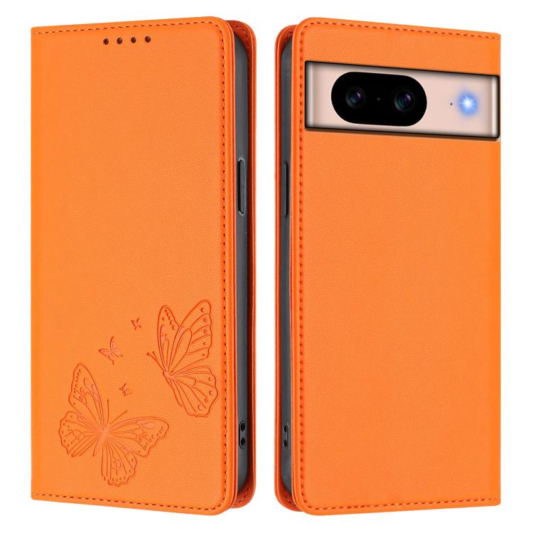 For Google Pixel 8a Strong Magnetic Dual Butterfly RFID Vegan Leather Phone Case