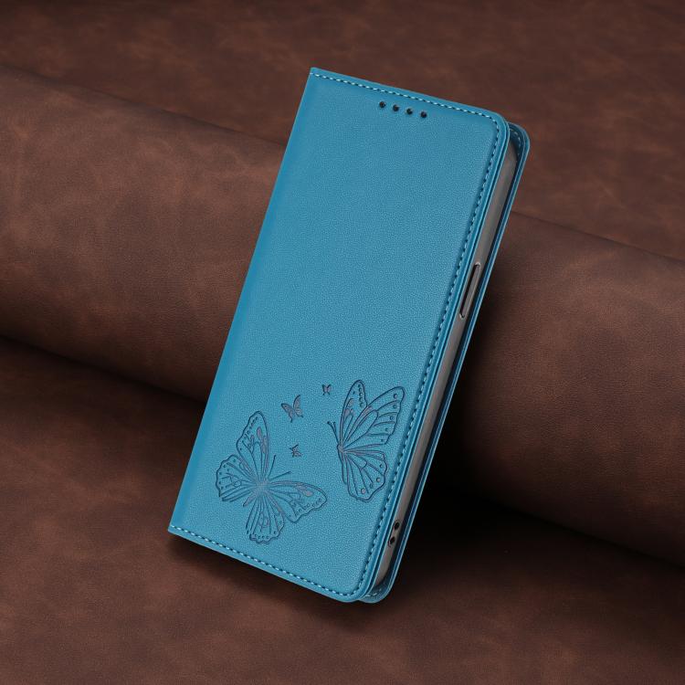 For Google Pixel 8a Strong Magnetic Dual Butterfly RFID Vegan Leather Phone Case