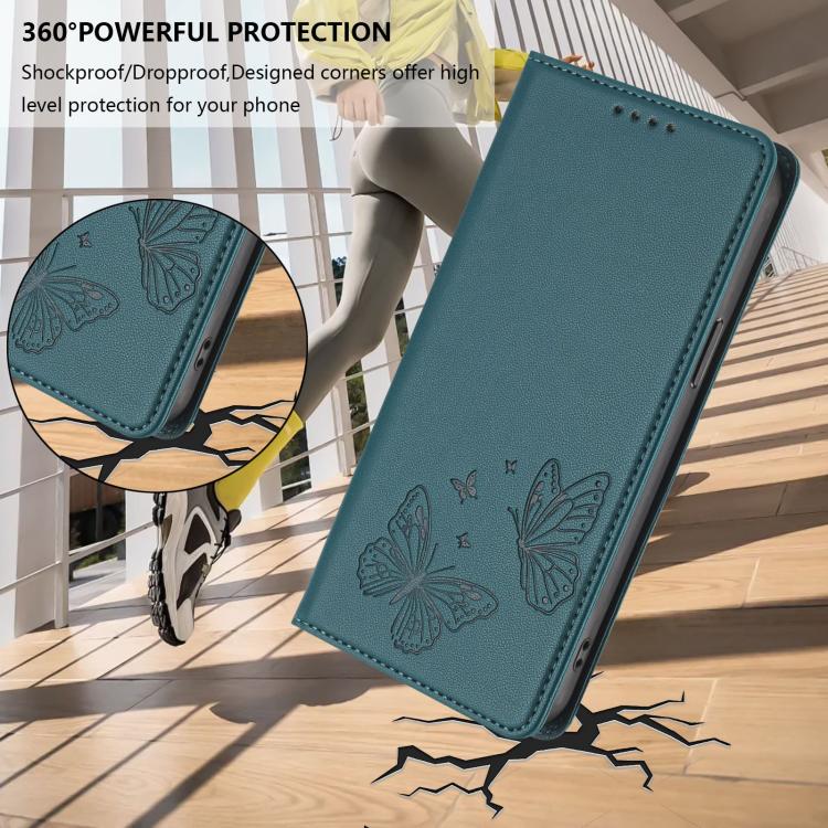 For Google Pixel 8a Strong Magnetic Dual Butterfly RFID Vegan Leather Phone Case