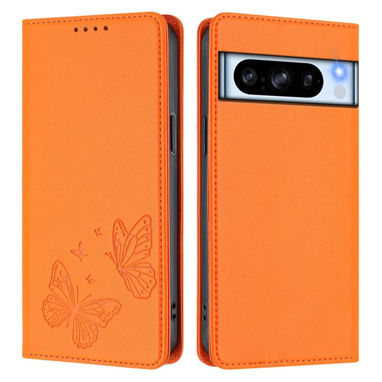 For Google Pixel 8 Pro Strong Magnetic Dual Butterfly RFID Vegan Leather Phone Case
