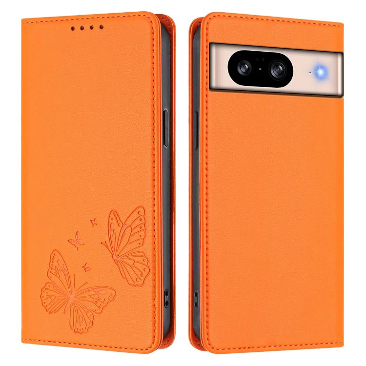 For Google Pixel 8 Strong Magnetic Dual Butterfly RFID Vegan Leather Phone Case