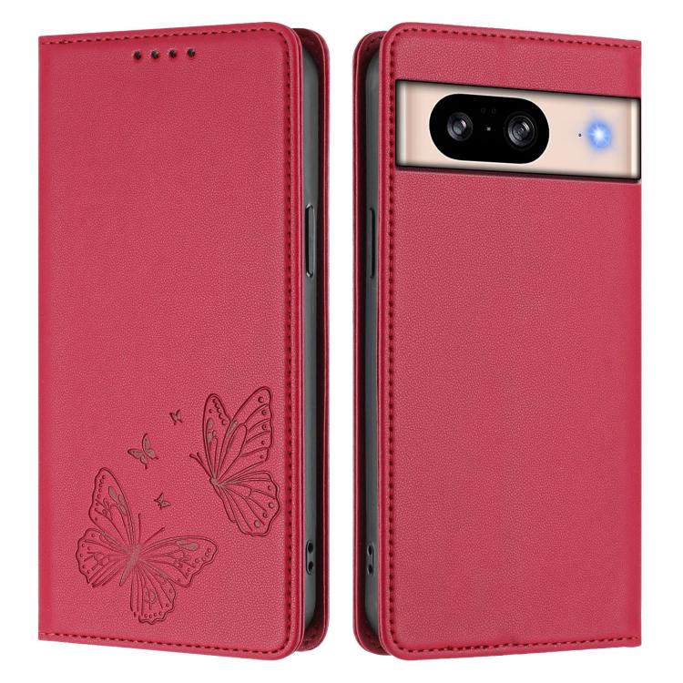 For Google Pixel 8 Strong Magnetic Dual Butterfly RFID Vegan Leather Phone Case