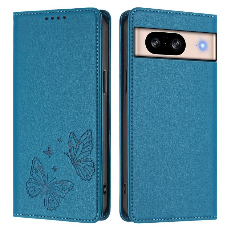 For Google Pixel 8 Strong Magnetic Dual Butterfly RFID Vegan Leather Phone Case