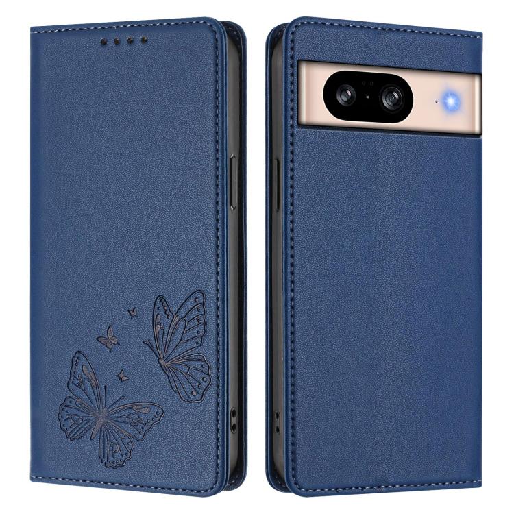 For Google Pixel 8 Strong Magnetic Dual Butterfly RFID Vegan Leather Phone Case