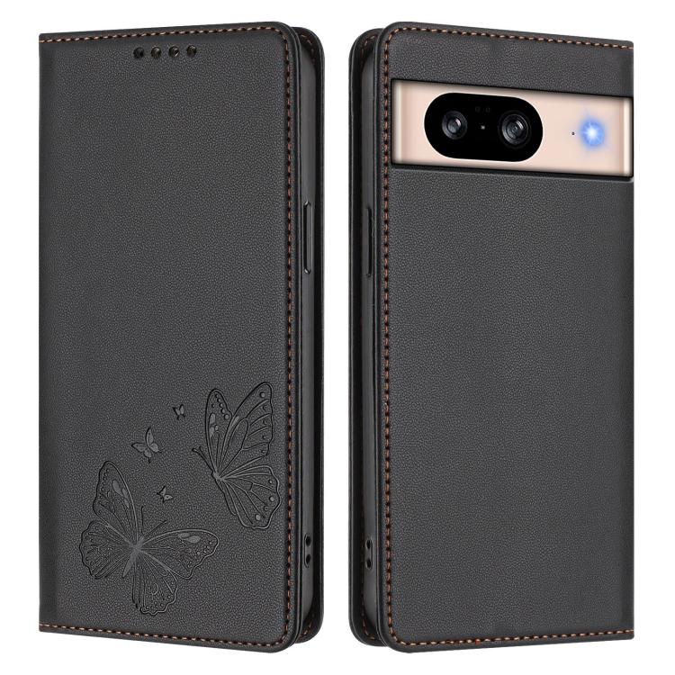 For Google Pixel 8 Strong Magnetic Dual Butterfly RFID Vegan Leather Phone Case