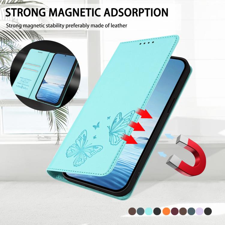 For Google Pixel 7a Strong Magnetic Dual Butterfly RFID Vegan Leather Phone Case