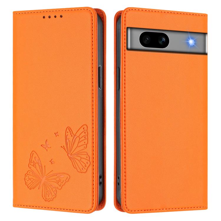 For Google Pixel 7a Strong Magnetic Dual Butterfly RFID Vegan Leather Phone Case