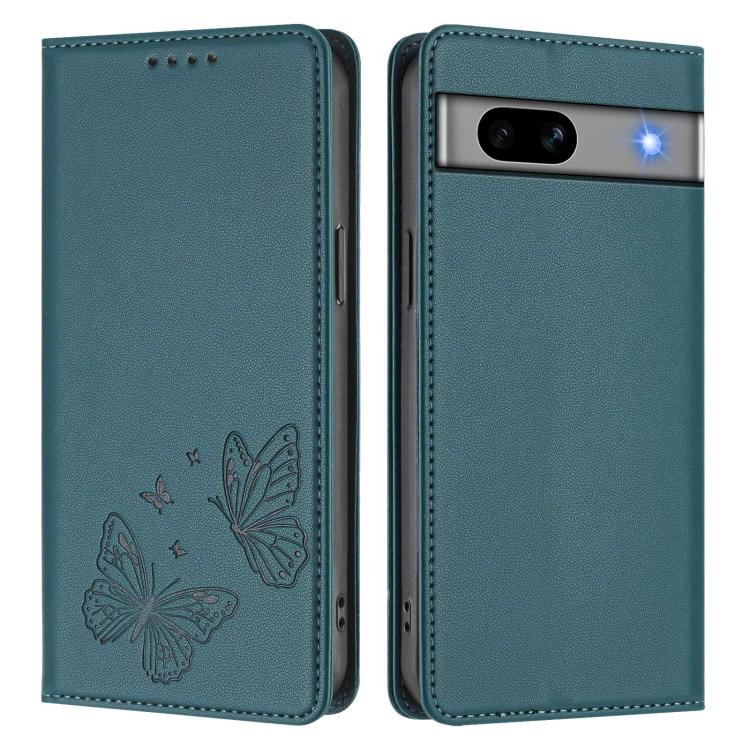 For Google Pixel 7a Strong Magnetic Dual Butterfly RFID Vegan Leather Phone Case