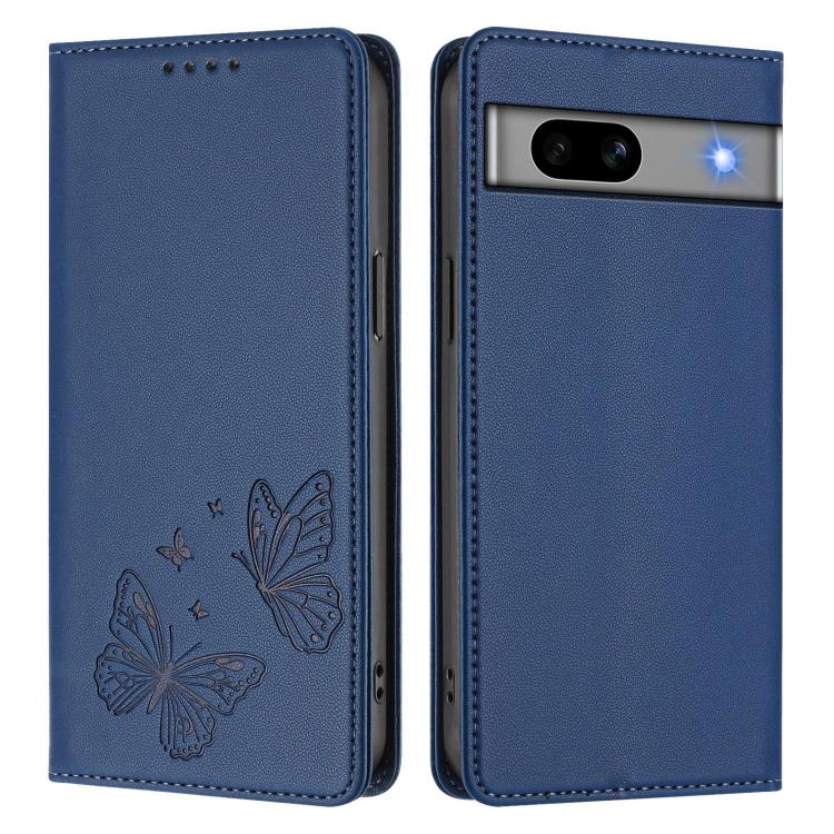 For Google Pixel 7a Strong Magnetic Dual Butterfly RFID Vegan Leather Phone Case
