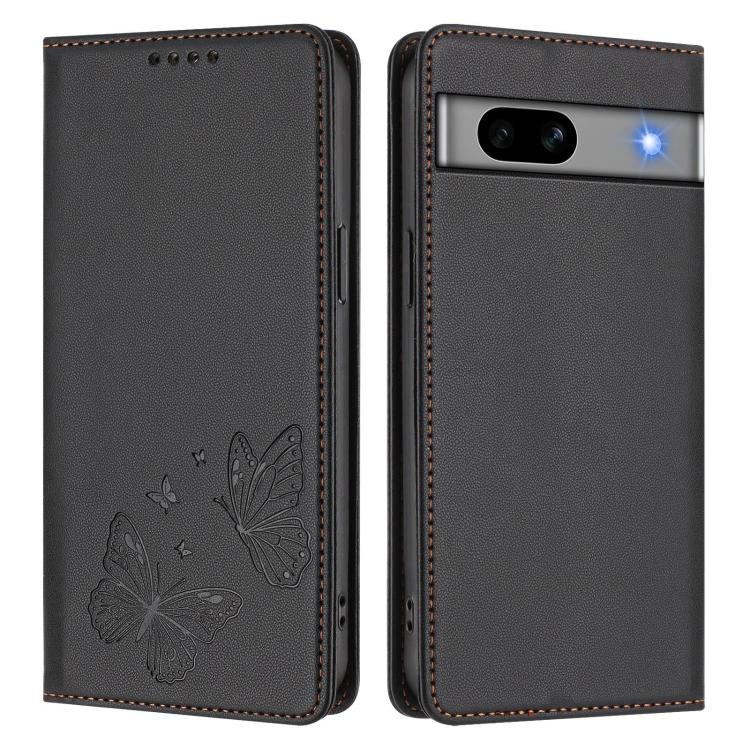 For Google Pixel 7a Strong Magnetic Dual Butterfly RFID Vegan Leather Phone Case