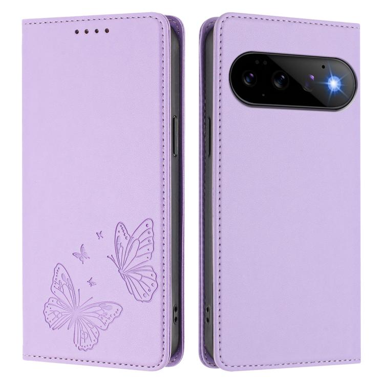 For Google Pixel 11 Pro / Pixel 11 Strong Magnetic Dual Butterfly RFID Vegan Leather Phone Case