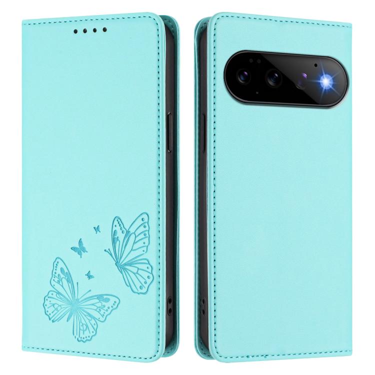 For Google Pixel 11 Pro / Pixel 11 Strong Magnetic Dual Butterfly RFID Vegan Leather Phone Case