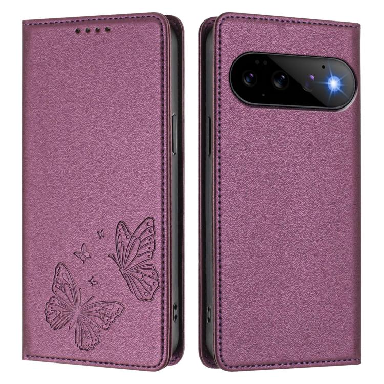 For Google Pixel 11 Pro / Pixel 11 Strong Magnetic Dual Butterfly RFID Vegan Leather Phone Case