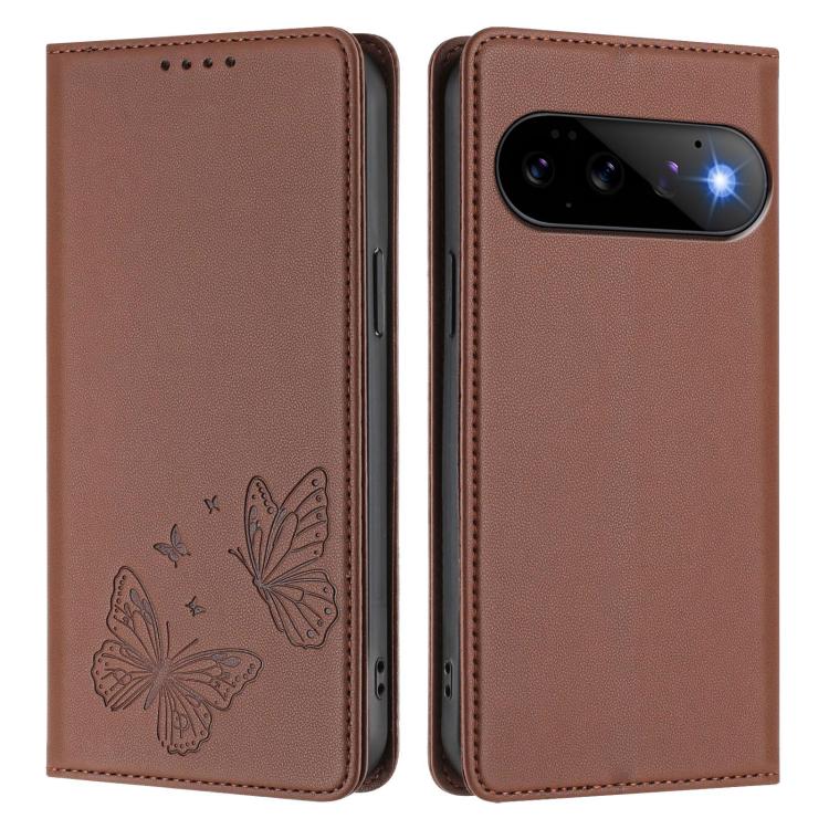 For Google Pixel 11 Pro / Pixel 11 Strong Magnetic Dual Butterfly RFID Vegan Leather Phone Case