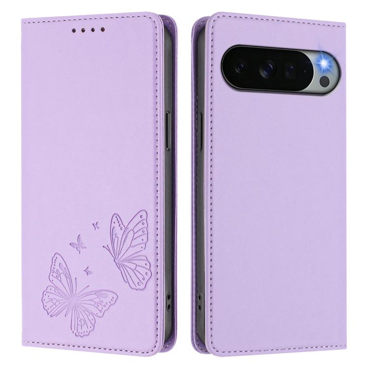 For Google Pixel 11 Pro XL Strong Magnetic Dual Butterfly RFID Vegan Leather Phone Case