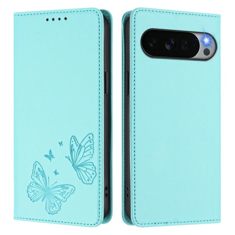 For Google Pixel 11 Pro XL Strong Magnetic Dual Butterfly RFID Vegan Leather Phone Case