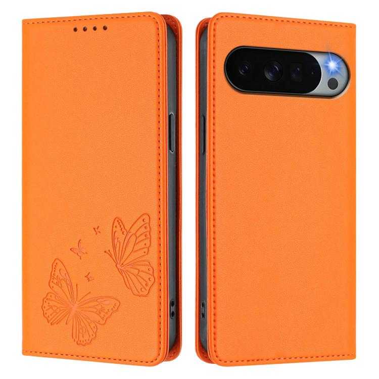 For Google Pixel 11 Pro XL Strong Magnetic Dual Butterfly RFID Vegan Leather Phone Case