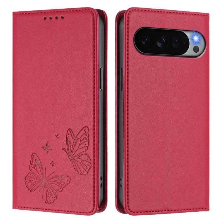 For Google Pixel 11 Pro XL Strong Magnetic Dual Butterfly RFID Vegan Leather Phone Case