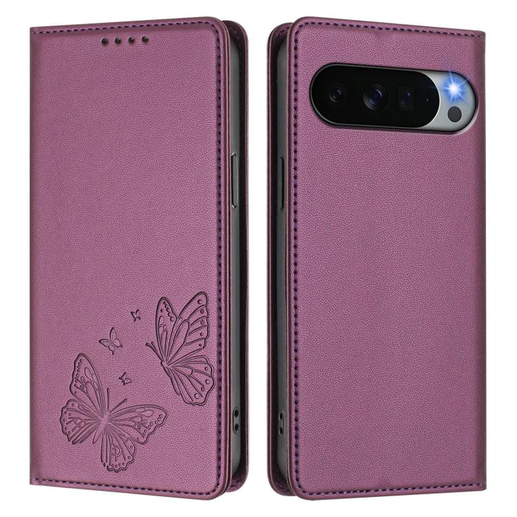 For Google Pixel 11 Pro XL Strong Magnetic Dual Butterfly RFID Vegan Leather Phone Case
