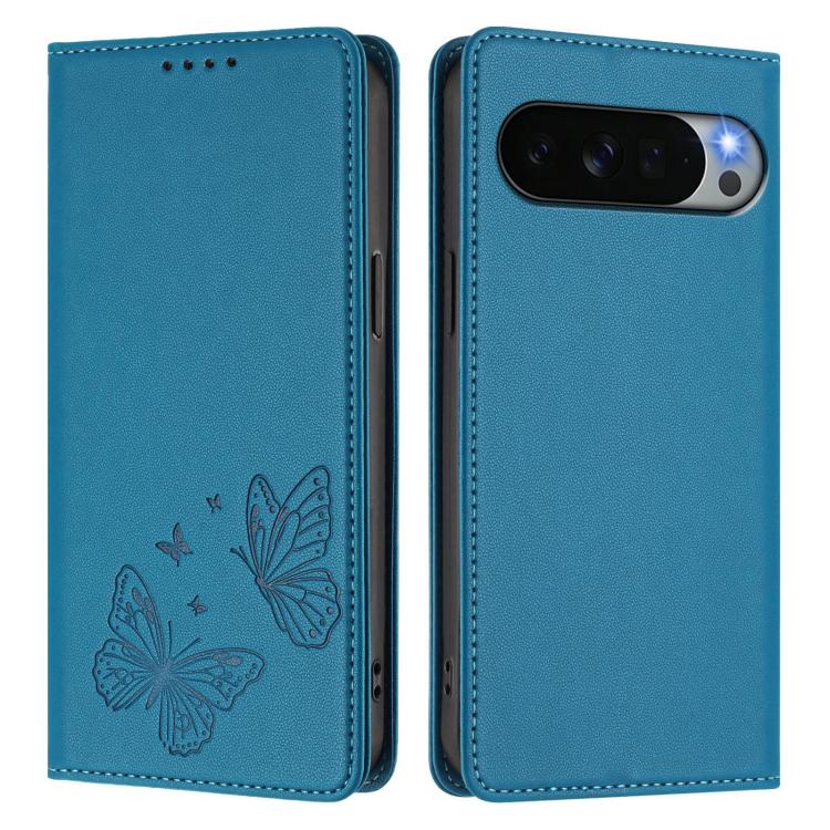 For Google Pixel 11 Pro XL Strong Magnetic Dual Butterfly RFID Vegan Leather Phone Case