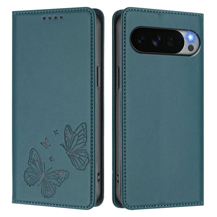 For Google Pixel 11 Pro XL Strong Magnetic Dual Butterfly RFID Vegan Leather Phone Case