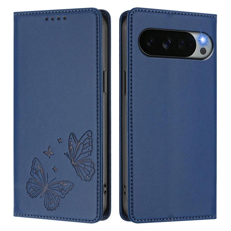 For Google Pixel 11 Pro XL Strong Magnetic Dual Butterfly RFID Vegan Leather Phone Case