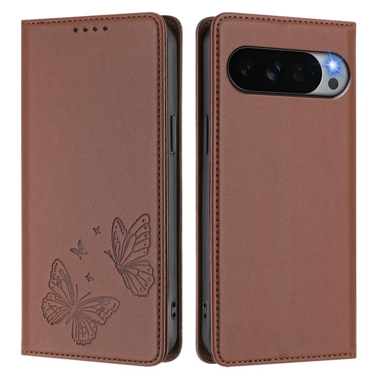 For Google Pixel 11 Pro XL Strong Magnetic Dual Butterfly RFID Vegan Leather Phone Case