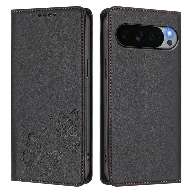 For Google Pixel 11 Pro XL Strong Magnetic Dual Butterfly RFID Vegan Leather Phone Case
