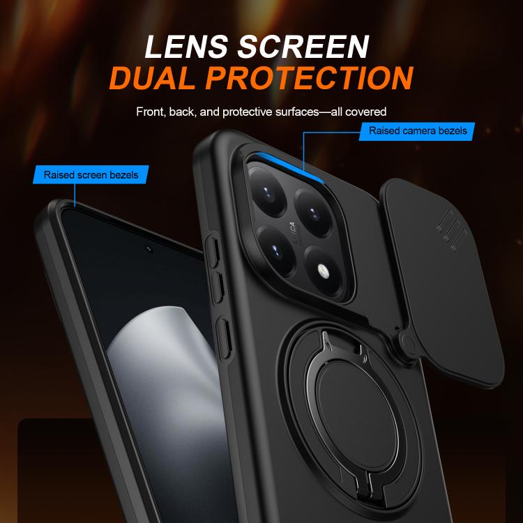 For Xiaomi 15T 5G Camera Sliding Shield Magnetic Rotation Holder Phone Case