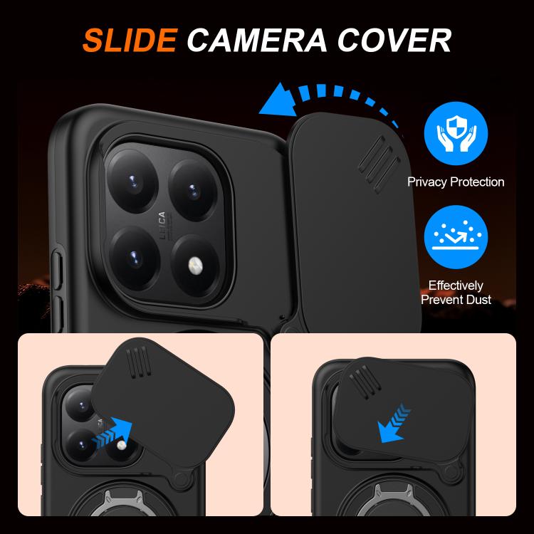 For Xiaomi 15T 5G Camera Sliding Shield Magnetic Rotation Holder Phone Case