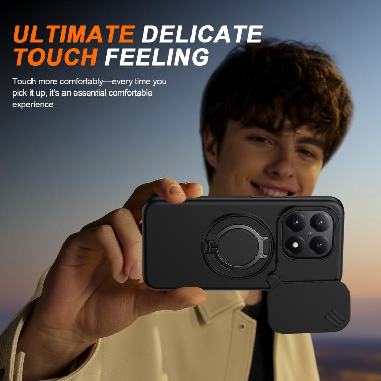For Xiaomi 15T 5G Camera Sliding Shield Magnetic Rotation Holder Phone Case
