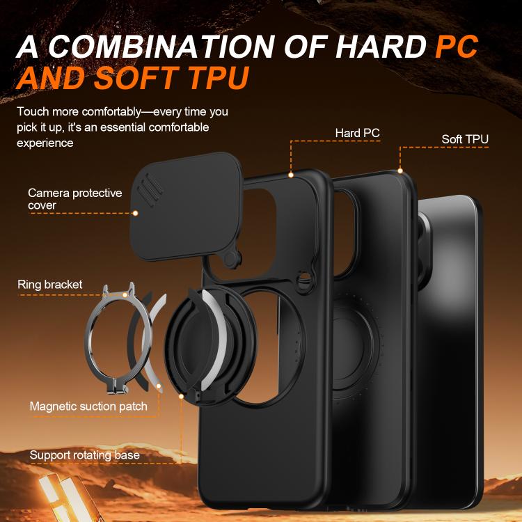 For Xiaomi 15T 5G Camera Sliding Shield Magnetic Rotation Holder Phone Case