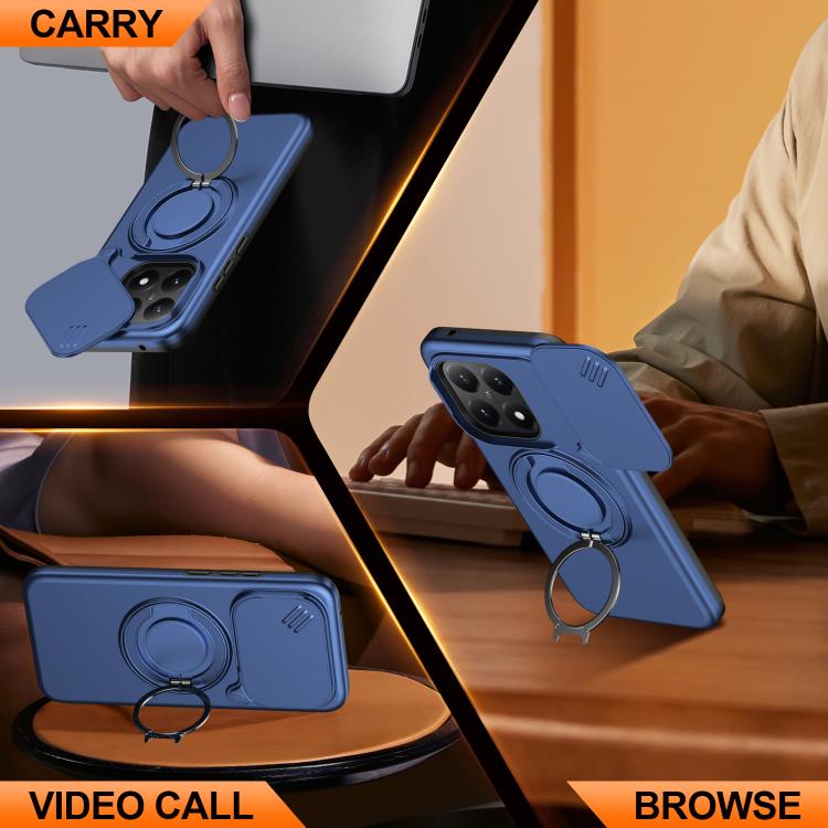 For Xiaomi 15T 5G Camera Sliding Shield Magnetic Rotation Holder Phone Case